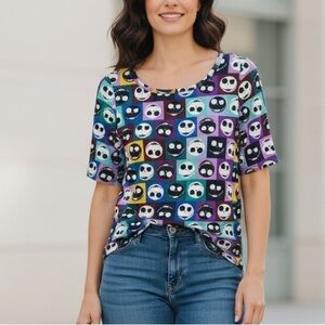 Lularoe x Disney Nightmare Before Christmas Jack Skellington Color Block Tee